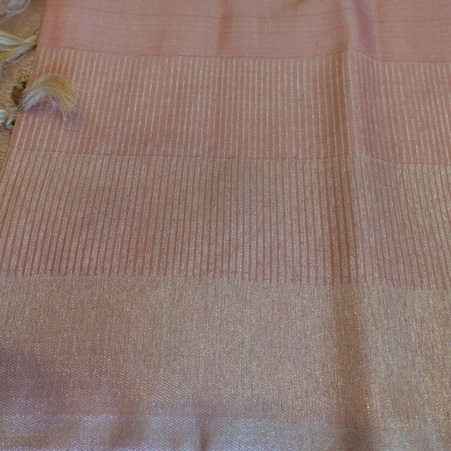 PEACHES & CREAM | Peach Pink Pure Silk Kanjeevaram Saree