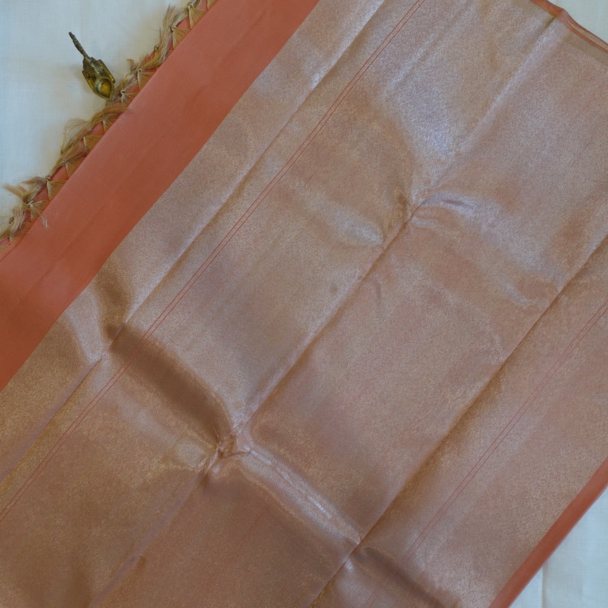 PEACHES & CREAM | Peach Pink Pure Silk Kanjeevaram Saree