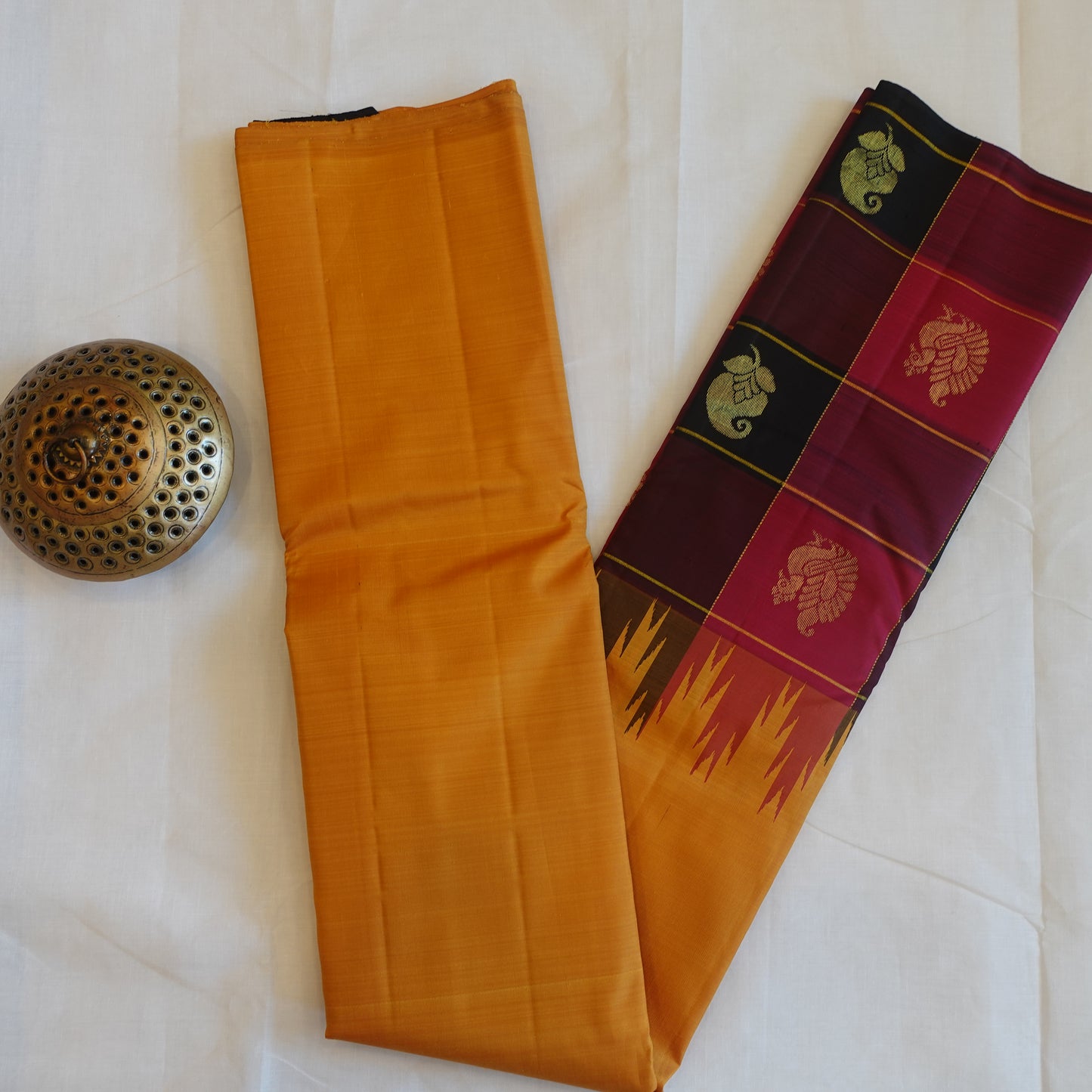 ALPHONSO | Mango Yellow Korvai Pure Silk Kanjeevaram Saree