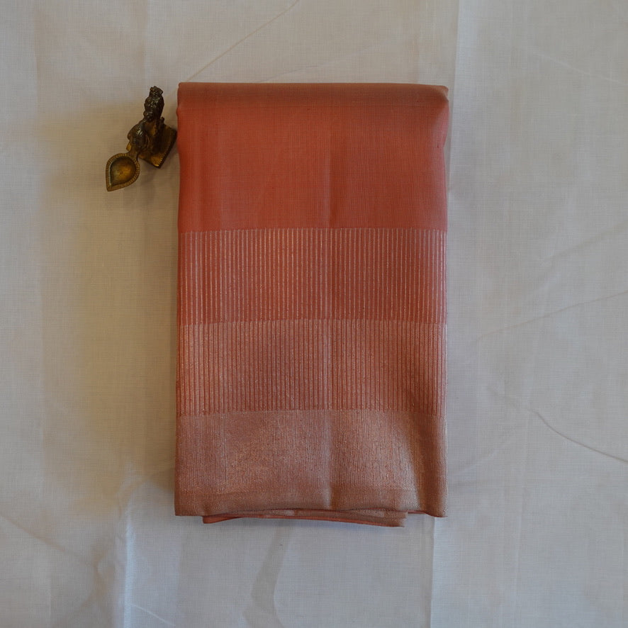 PEACHES & CREAM | Peach Pink Pure Silk Kanjeevaram Saree