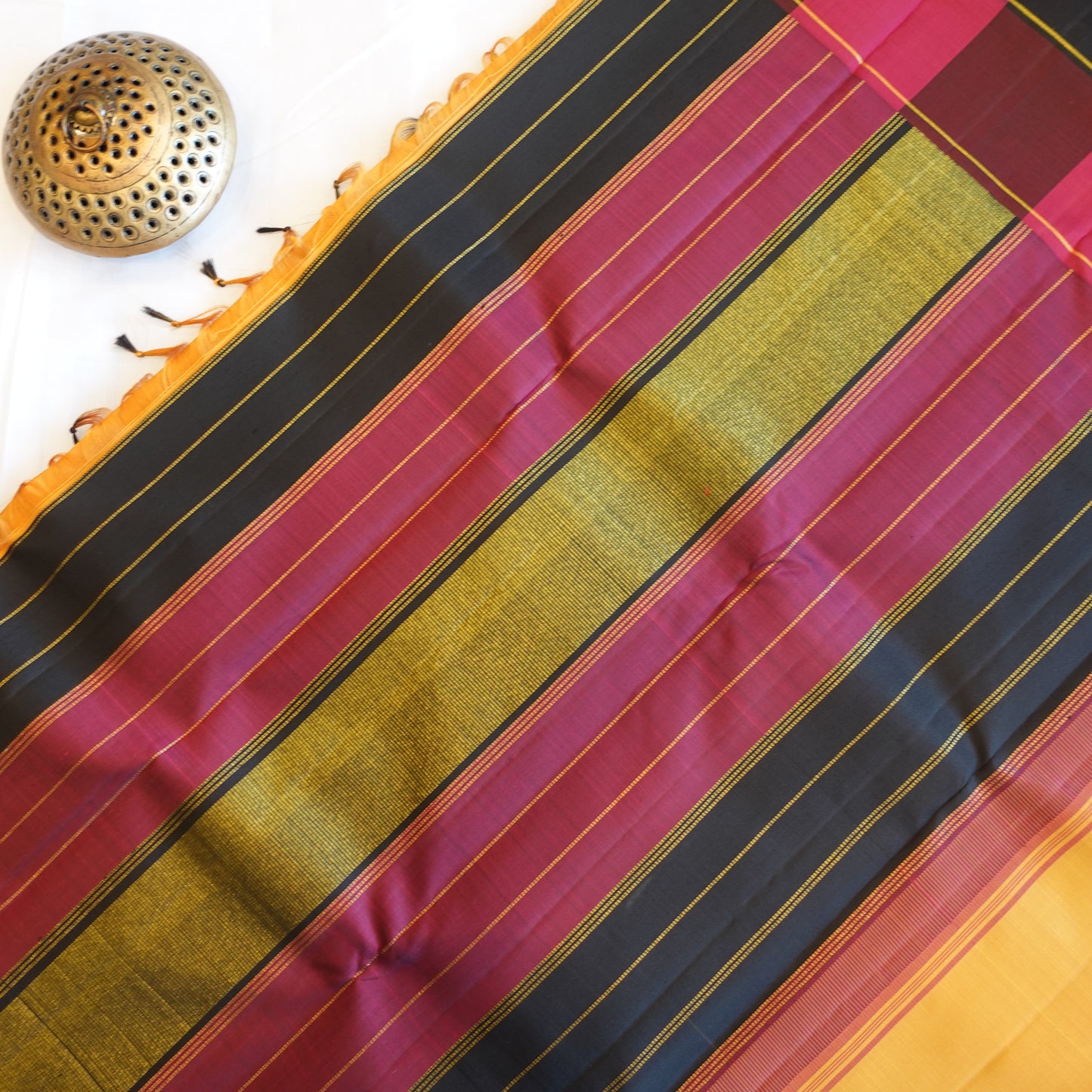 ALPHONSO | Mango Yellow Korvai Pure Silk Kanjeevaram Saree