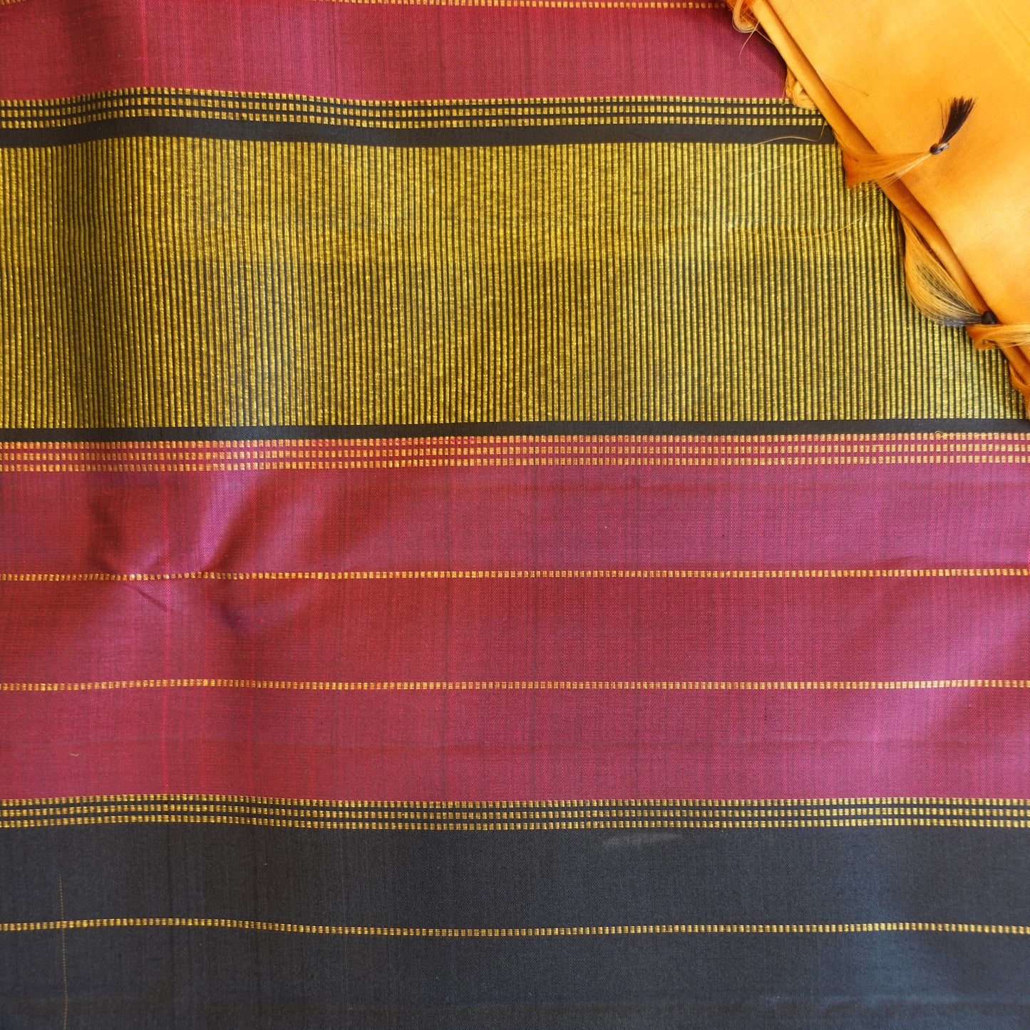 ALPHONSO | Mango Yellow Korvai Pure Silk Kanjeevaram Saree