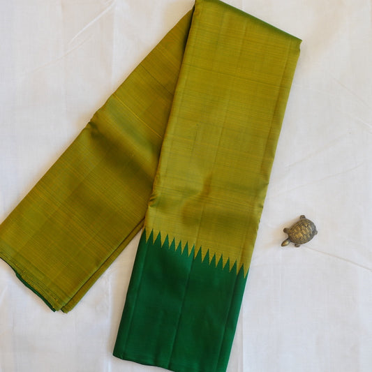 HARIYALI | Green Rising Temple Border Pure Silk Kanjeevaram Saree